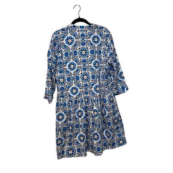 Tuckernuck Blue White Floral Royal Button Up Mini Dress Size Medium - Picture 4 of 6
